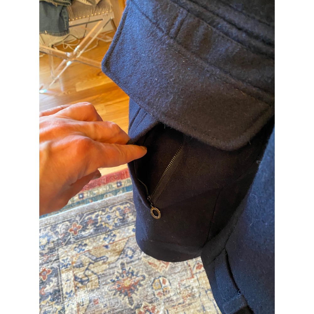 Calvin Klein Women's Navy Wool Blend Zip Front Trench Coat Jacket Size 10‎ - Picture 13 of 16